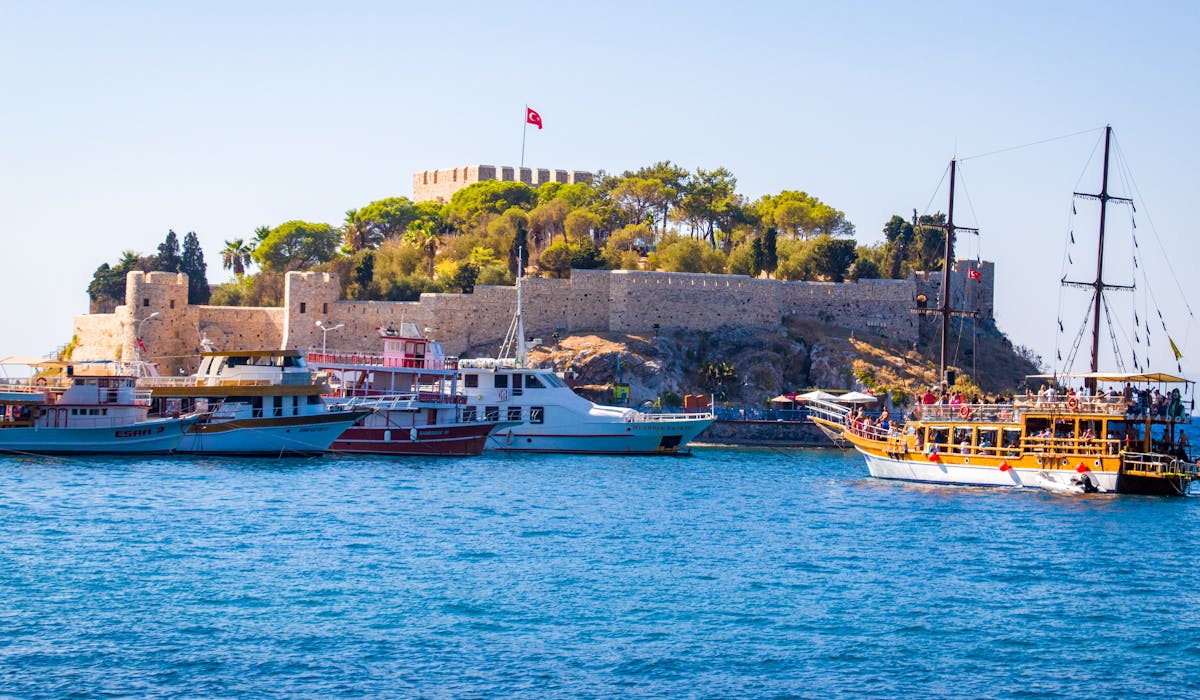 Boat touring the bays of the Bozburun Peninsula